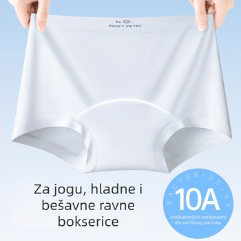 Ženske Ice Silk boxerice s pamukom u preponi, srednji dio struka, antibakterijske, produžena dužina (10A)