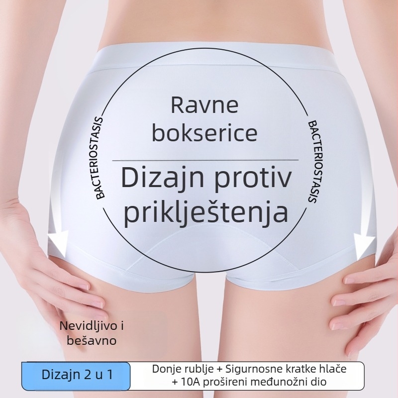 Ženske Ice Silk boxerice s pamukom u preponi, srednji dio struka, antibakterijske, produžena dužina (10A)