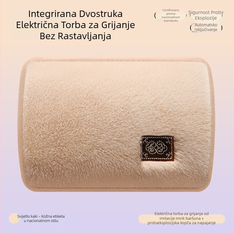 Velika boca za vruću vodu prema nacionalnom standardu, punjiva plišana, produžena, otporna na eksplozije, električni grijač za ruke, topli pokrivač