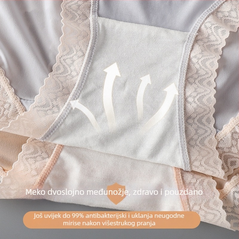 Lagane luksuz japanskog stila ženske čipkaste gaćice, prozračne tanke, srednji pojas, antibakterijske od Ice Silk