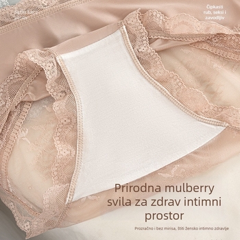 Ženske prozračne čipkaste gaćice, prozračan izgled, podstava od Mulberry svile, antibakterijske