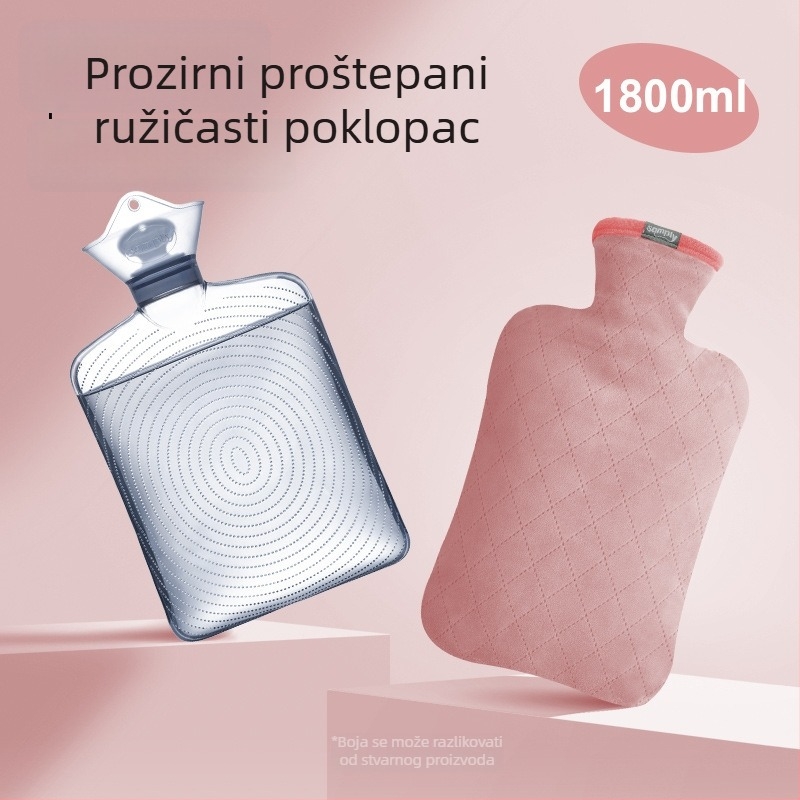 Prozirna velika boca za vruću vodu, ponovno napunjiva, za tople komprese, zagrijavanje trbuha i zagrijavanje ruku, debela i otporna na eksplozije
