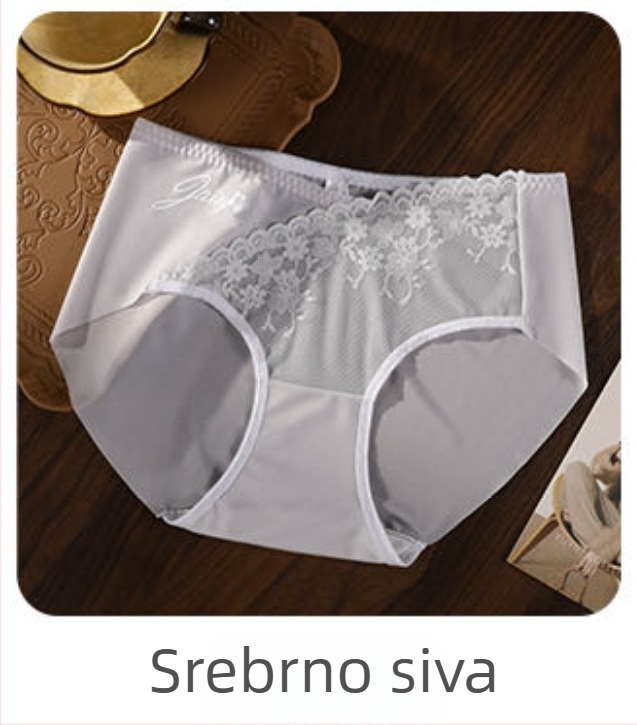 Ice Silk ženske gaćice, plus veličina, udobne, bez šivanja, podizanje stražnjice, prozračne, sexy, srednji porast struka, cvjetna čipka, podstava od svile moruše