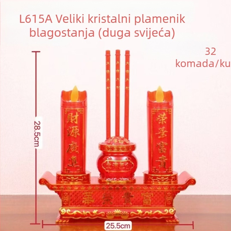 Zhenye Lighting L615 LED kristalna velika svijeća sreće s lotosom u sedam boja – električna svijeća, dvostruka upotreba