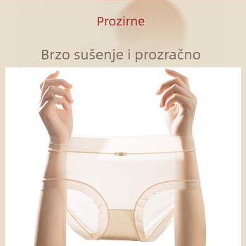 Ljetne ženske gaćice s srednjim pojasom od ledenog svile, lagane i prozračne, s pamukom u predelu međunožja, jednobojne