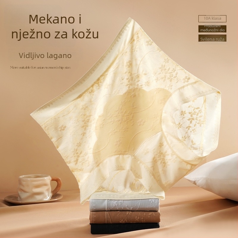 Ženske čipkaste gaćice za jesen-zimu, visoki struk, dizajn s laticama za oblikovanje trbuha i podizanje stražnjice, francuska mreža, 6638