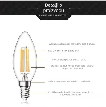 LED kukuruzna žarulja, široki raspon napona 3–24V, tri boje načina, wolfram vlakno, aluminijsko kućište, 90° snop, IP54