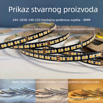 LED traka 24V s 240 LED-ima, dvostruka boja temperature i trobojno osvjetljenje, pametno podešavanje jačine i boje