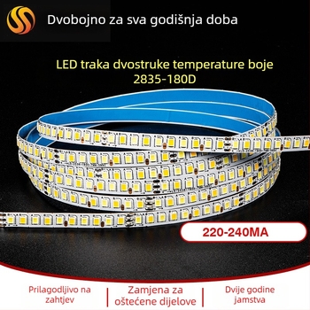 2835 LED traka s konstantnim strujama, trobojna boja svjetla, 180 LED-a, prilagodljiva boja i neprekidno podešavanje jačine svjetla daljinskim upravljačem, unutarnja upotreba, 15 m rolna, ukupna snaga 36 W