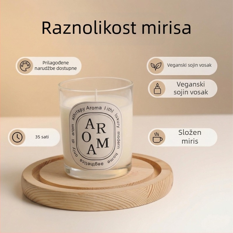 Sojin vosak u čašici, ručno izrađena aromaterapijska mirisna svijeća