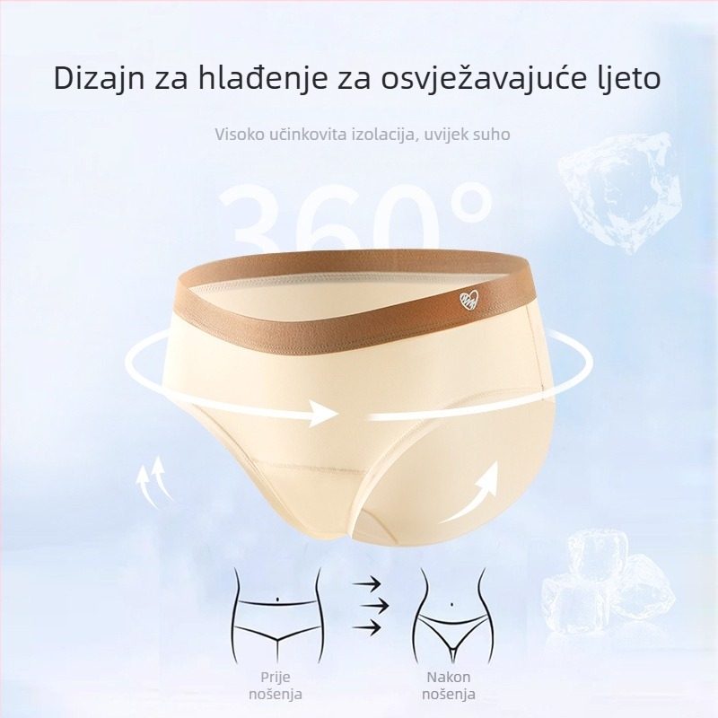 Ženske pamukaste gaćice sa srednjim pojasom, prozračne, antibakterijske, podstava od pamuka 100%, 90–95% pamuka