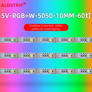 5050RGBW LED traka niskog napona 5V, 60 LED, 10 mm gola PCB pločica, unutarnje dekorativno osvjetljenje