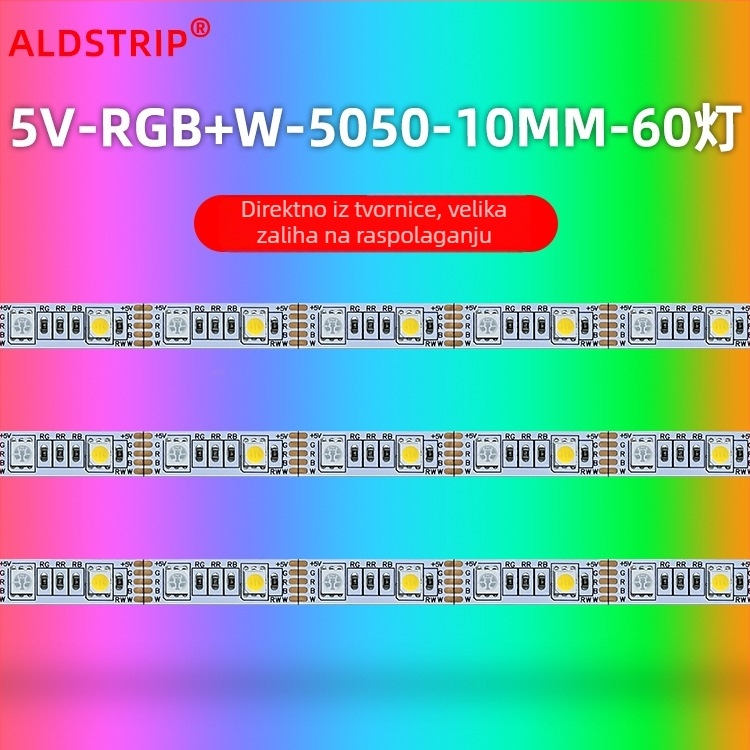 5050RGBW LED traka niskog napona 5V, 60 LED, 10 mm gola PCB pločica, unutarnje dekorativno osvjetljenje