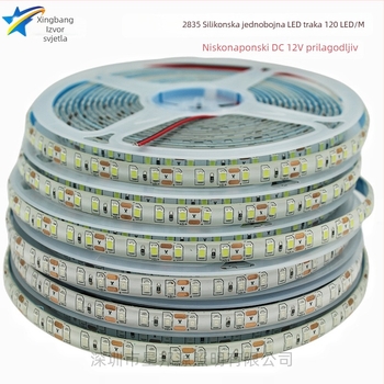 LED trak 2835 vodootporan, fleksibilan, 120 LED, 12V, 9.6W/m, Ružičasta, Ledena plava, Zlatna, Unutarnje osvjetljenje za esport
