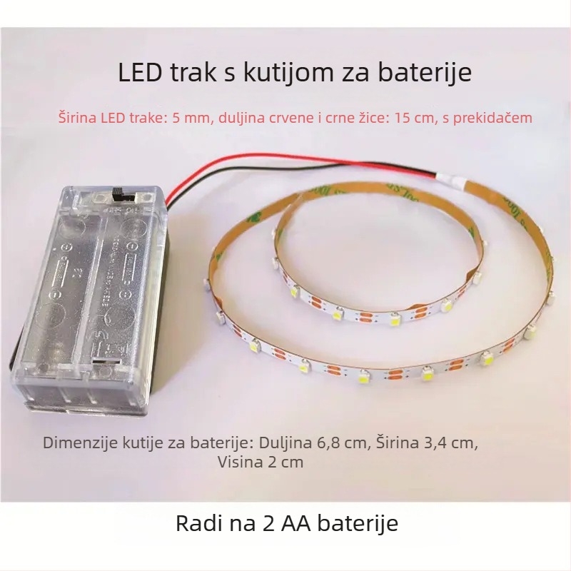 Fleksibilni LED trak napajan baterijom od 3V, širina 5 mm, ultra-tanki, samoljepljivi, model 004 za vanjsku reklamu