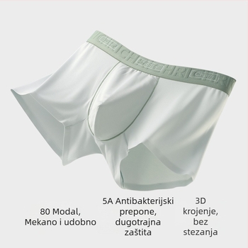 Muške bokserice od modalnog pamuka, prozračne, antibakterijske, s 100% pamukom u preponskom dijelu, srednjeg porasta