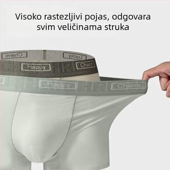Muške bokserice od modalnog pamuka, prozračne, antibakterijske, s 100% pamukom u preponskom dijelu, srednjeg porasta
