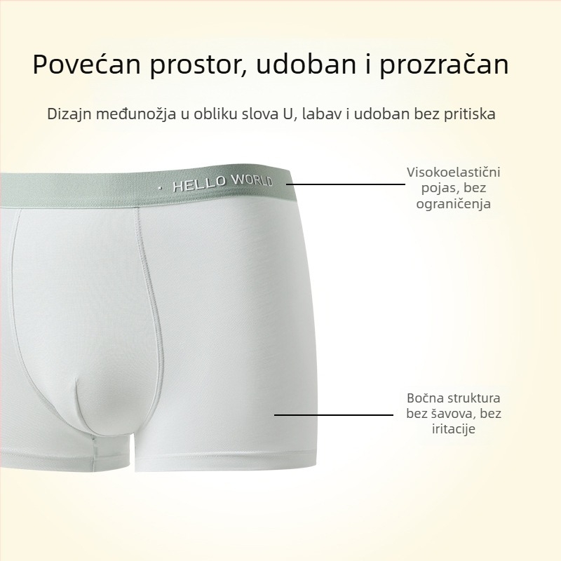 Muške modal bokserice, ljetno prozračne, antibakterijske, s U-krojem, srednji pojas