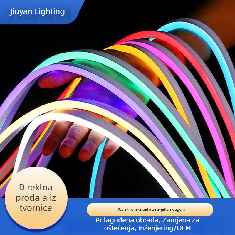 RGB neonski silikon LED trak, fleksibilna, 64 boja ambijentalnog osvjetljenja, 5V/12V/24V, 108 LED, vodootporna za vanjsku upotrebu