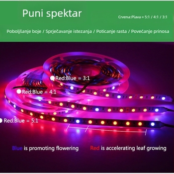 12V 5050 LED trak za uzgoj biljaka, nije vodootporan, daljinsko podešavanje rasvjete, 120° kut snopa, CRI 70, za cvijeće i povrće