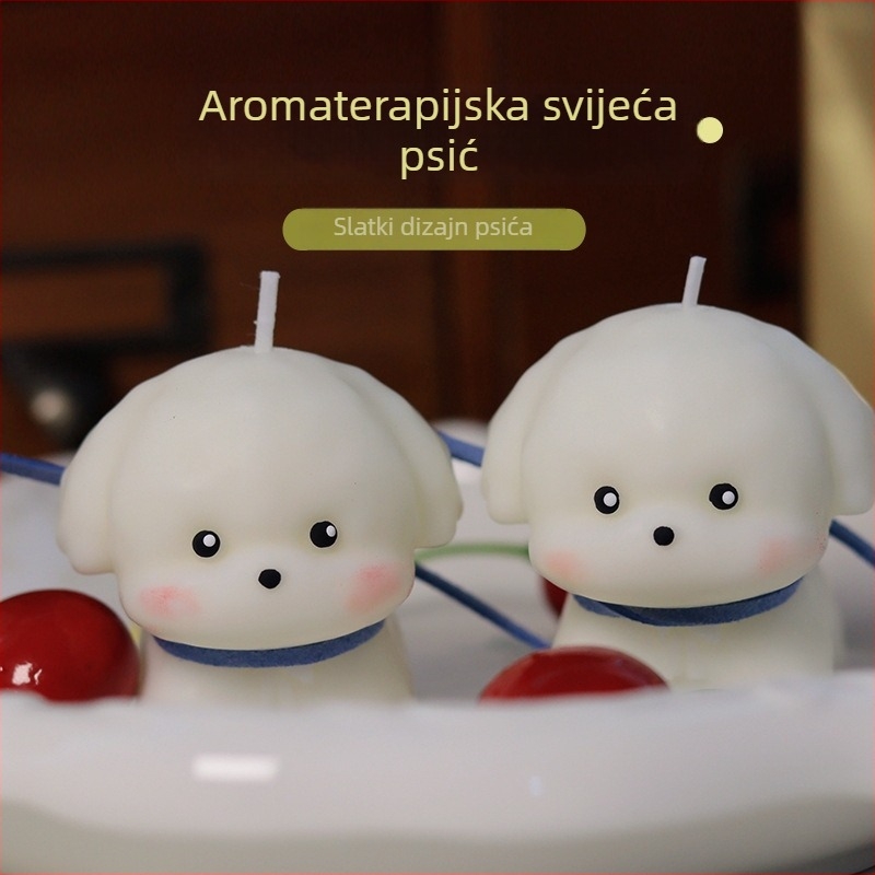 Ručna svijeća od sojinog voska u obliku šteneta – aromaterapijska svijeća, sladak suvenir kao dar