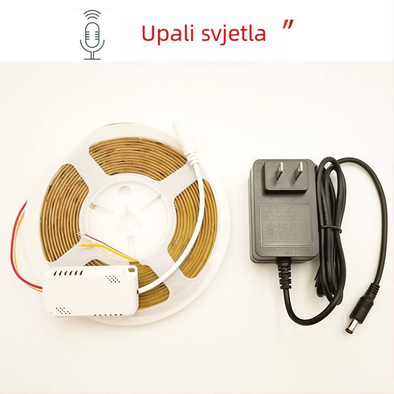 Trobojna podesiva COB LED traka s inteligentnim glasovnim upravljanjem, 12V, dvobojna temperatura boje, promjenjiva noćna rasvjeta, set od 5 m