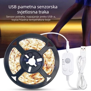 5V jednostruka LED traka za pozadinu televizora s USB senzorom, ultra-tanka samoljepljiva zidna rasvjeta