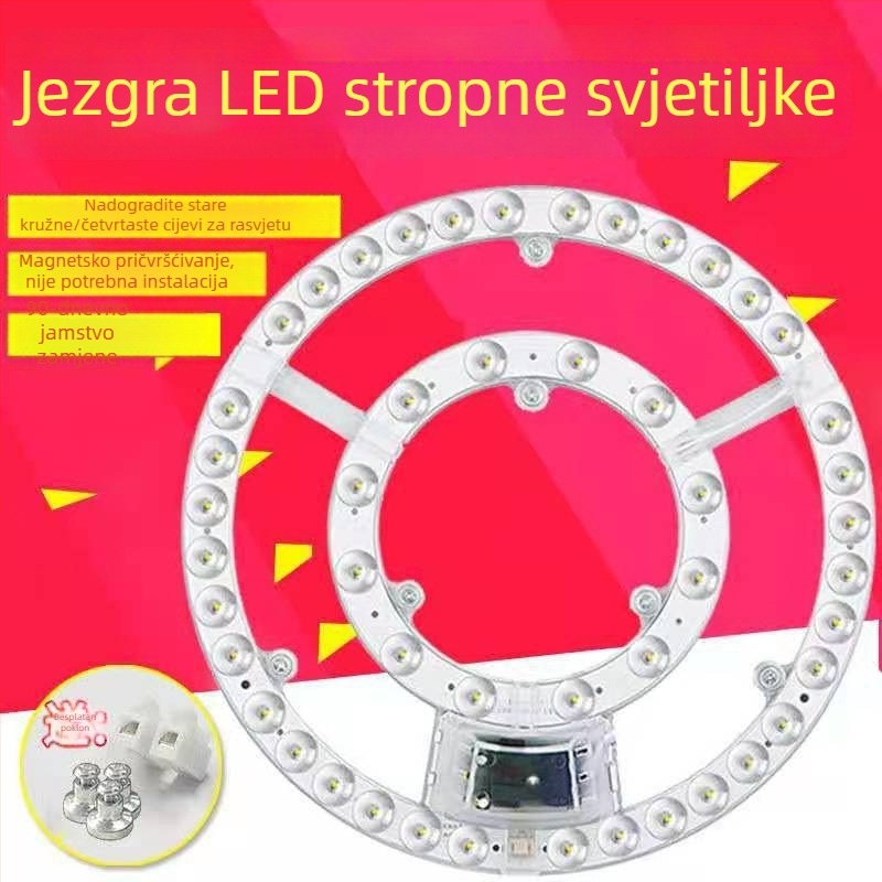 LED stropna svjetiljka s kružnim magnetskim panelom, LED kuglicama i trakom, osvjetljenje koje štedi oči za dnevni boravak i spavaću sobu