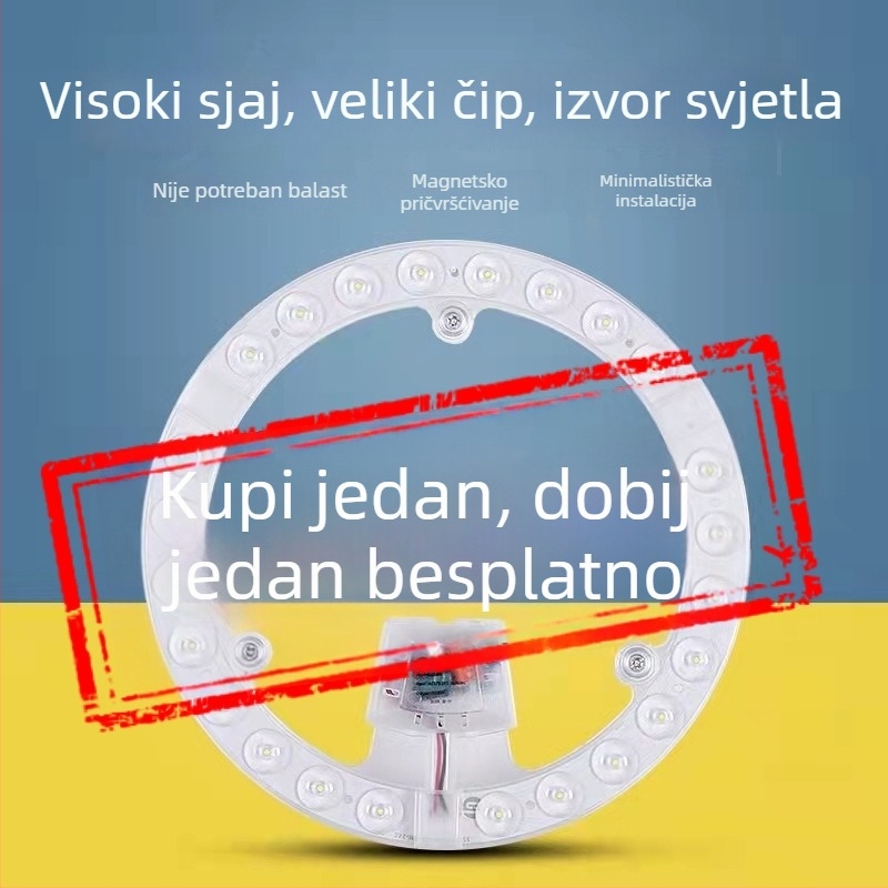 LED stropna svjetiljka s kružnim magnetskim panelom, LED kuglicama i trakom, osvjetljenje koje štedi oči za dnevni boravak i spavaću sobu