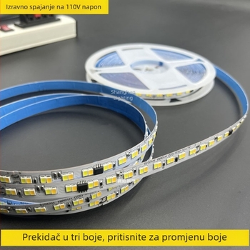 110V dvobojna LED traka, izravno spajanje, bez upravljača, regulacija svjetline, unutarnja upotreba, 192 LED dioda (SMD 3528)