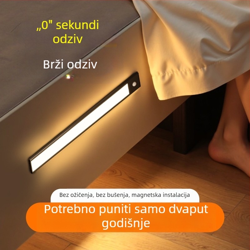 Noćna svjetiljka s detekcijom pokreta, magnetska samoljepljiva LED traka, USB napajanje za hodnik i garderobu