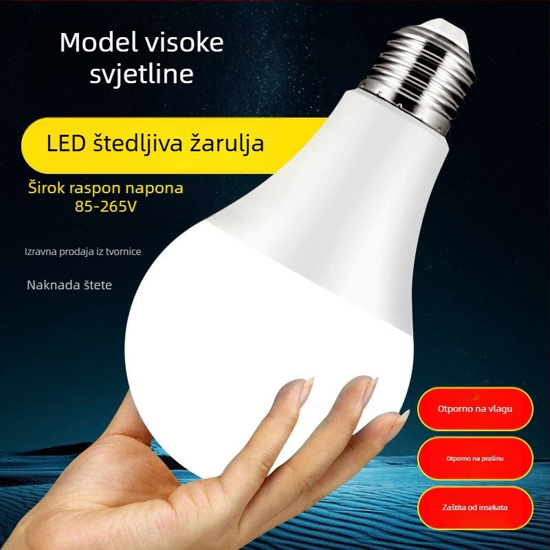 LED žarulja, AC 85-265V, E27 priključak, osvjetljenje u tri boje, visoka svjetlina, ušteda energije, široki raspon napona