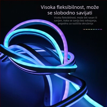 Bluetooth upravljana silikon RGB neon ambijentalna LED traka, promjena boja, pametna, zvukom aktivirana, sedam boja tekućih svjetala