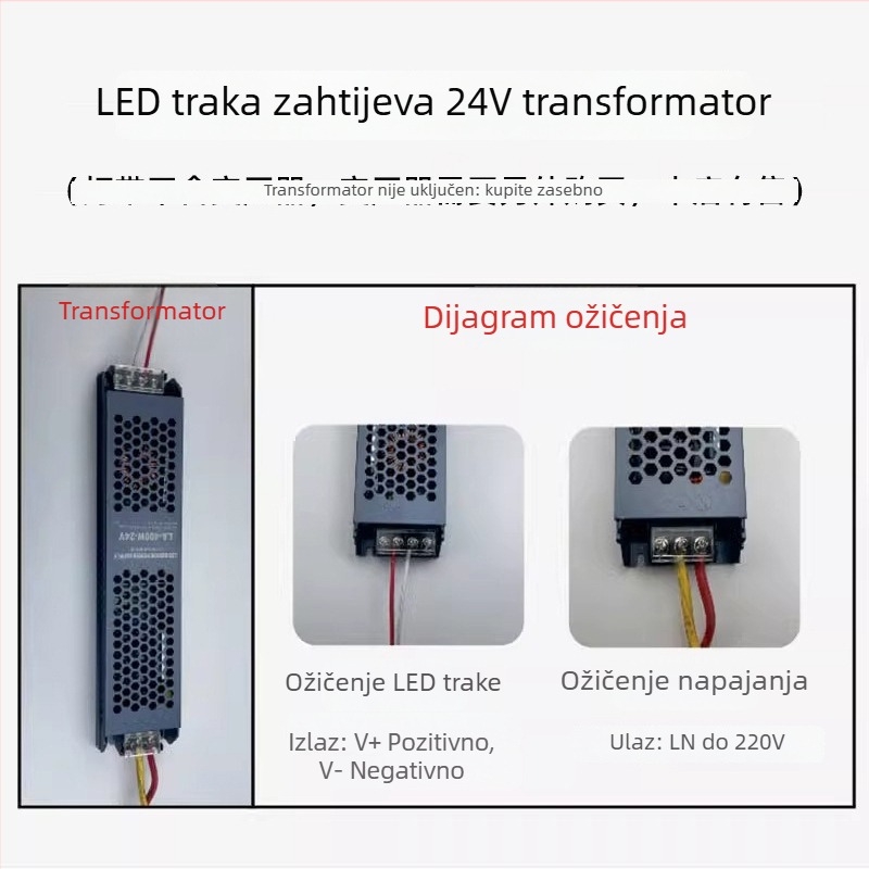 Osram LED traka, visok CRI, 24V niskom napajanju, unutarnje osvjetljenje, širina 8 mm, 120 LED dioda (2835), kut snopa 120°, CRI 90, model 24v-8mm-120LED, nije dimmabilno