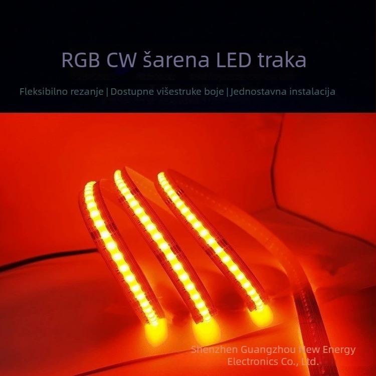 Pet u jednog RGB+CCT COB LED trake, 24V, 5 m, 18W/m, 840 LED, CRI 90, 180° snop, glatko neprekidno podešavanje jačine svjetla, trajanje 50.000 h, nije vodootporna, 5 godina jamstva