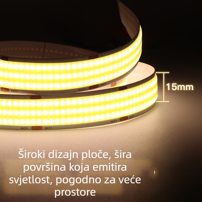 20 mm široki COB LED trak s tri reda LED, niske napetosti, bez treperenja, visok CRI, ambijentalno dekorativno osvjetljenje, samoljepljiv