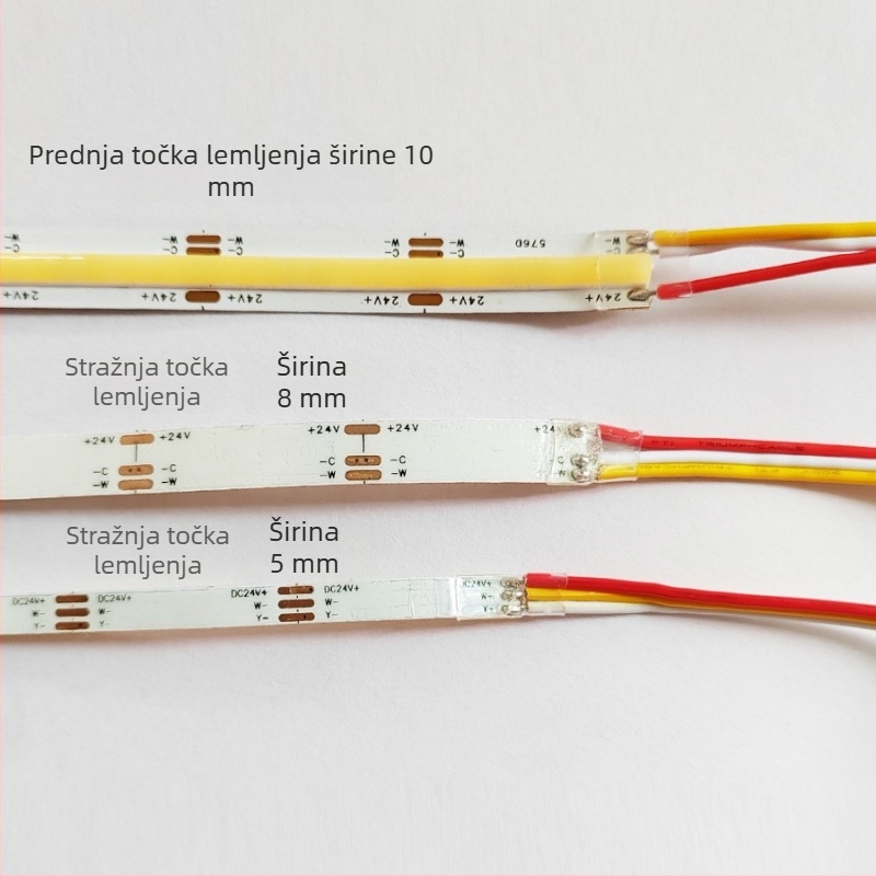 24V dimabilna COB LED traka s tri boje i dvobojna LED traka, samoljepljiva, unutarnja rasvjeta dnevnog boravka