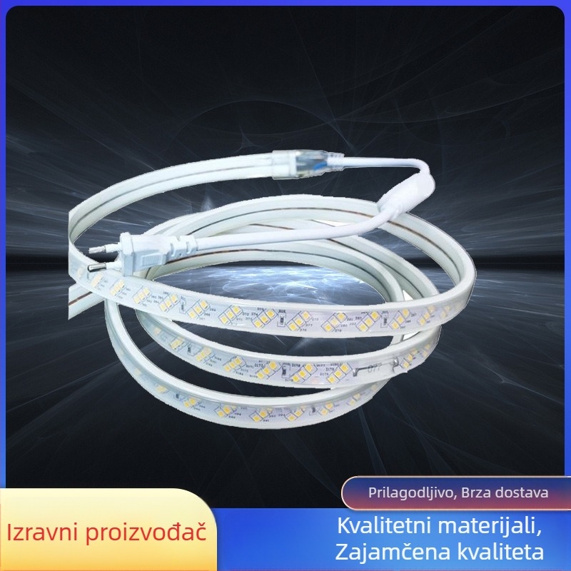 LED traka 220V, 3030 LED-ova, tri reda, ultra sjajna, vodootporna rasvjeta za strop za kućne i poslovne prostore, unutarnje i vanjske primjene, 24V–36V