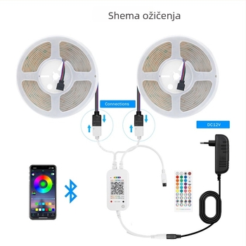 12V 5mm široka COB LED traka, RGB dekorativna samoljepljiva traka za ormariće, ultra jaka, promjena boja u tri nijanse