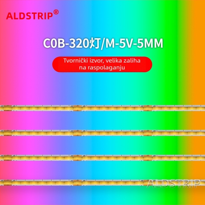 USB 5V COB LED trak s 320 LED, 5 mm COB, 10W, za ormariće i stalke za izlaganje