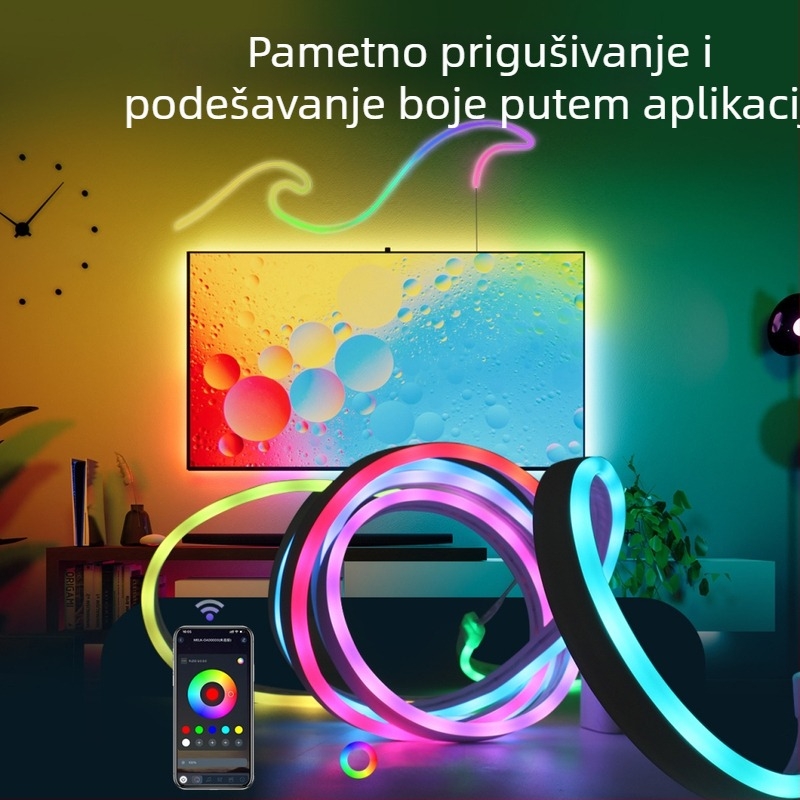 USB šareni Bluetooth glazbeni LED ambijentalno svjetlo za TV, fleksibilan silikon DIY oblik