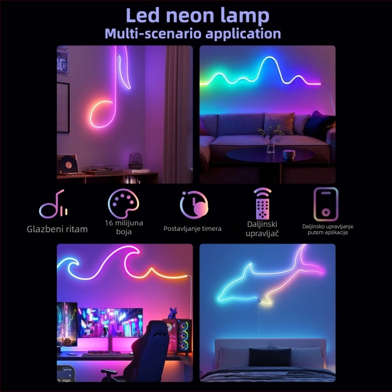 USB šareni Bluetooth glazbeni LED ambijentalno svjetlo za TV, fleksibilan silikon DIY oblik