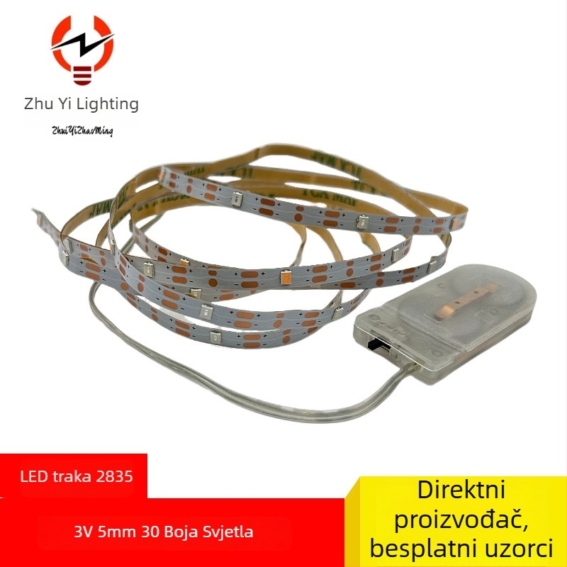 3V LED fleksibilna traka, 2835, tri boje temperature, 5 mm, samoljepljiva, za dječje igračke