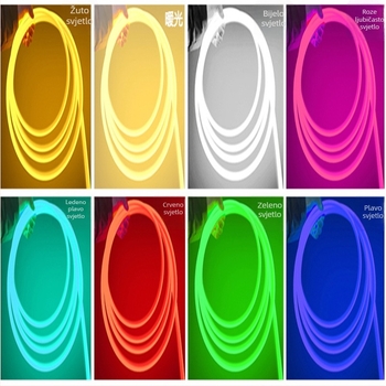LED kružni svjetleći trak, 12V niskog napona, vanjska vodootpornost, 360° osvjetljenje, fleksibilan, neonsko reklamno svjetlo