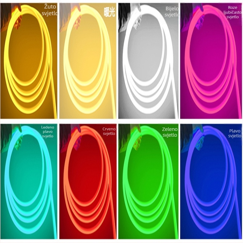 LED kružni svjetleći trak, 12V niskog napona, vanjska vodootpornost, 360° osvjetljenje, fleksibilan, neonsko reklamno svjetlo