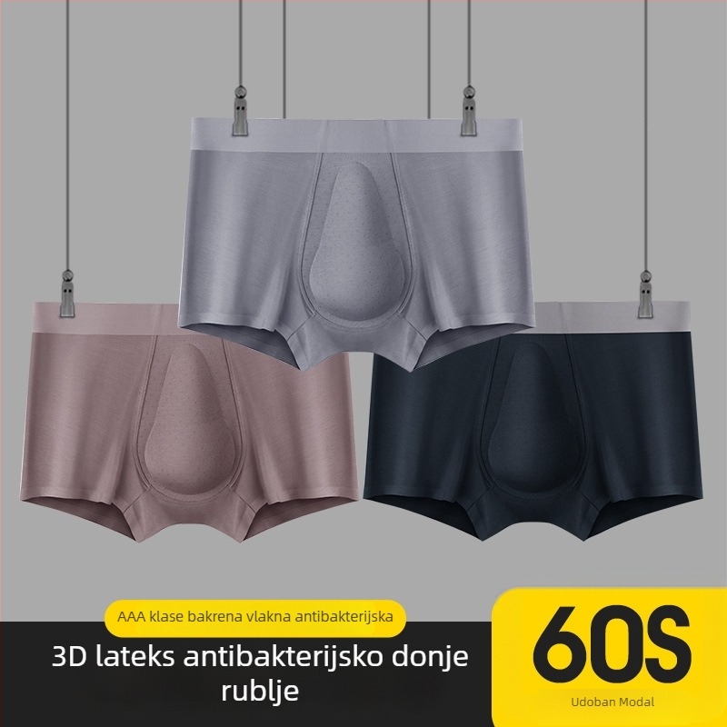 3D latex 60s modal muške bokserice, udobne i prozračne, antibakterijske s bakrovim ionima, bez šavova