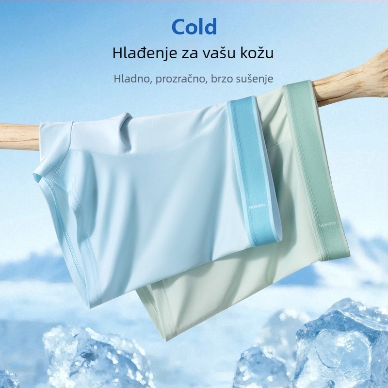 Muške gaće Ice Silk, prozračne, osvježavajuće i nježne prema koži, udobne, u velikim veličinama, jednobojne, od poliestera