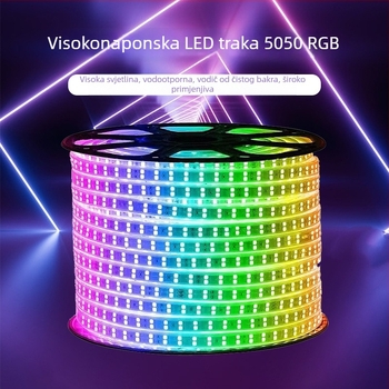 LED trak 5050, vodootporan za vanjsku upotrebu, 220V, RGB mijenja boje, regulacija jačine, s kućištem
