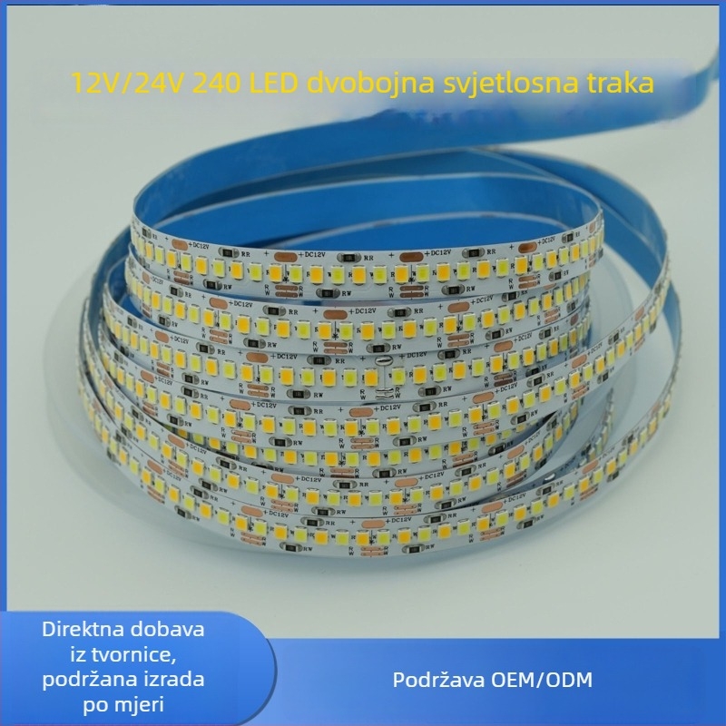 2835 dvobojna LED traka, 24V niska napetost, fleksibilno stropno osvjetljenje, daljinsko upravljanje