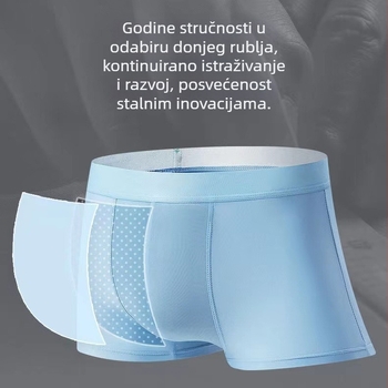 Muške boxerice od ice silk, bezšivne, opuštenog kroja, za ljeto, ultra tanke, hladne i prozračne, brzo se suše, srednji struk